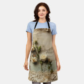Tablier Lettre vintage d'amour parchemin avec fleurs (3) (Porté)