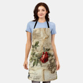 Tablier Lettre vintage d'amour parchemin avec fleurs (9) (Porté)