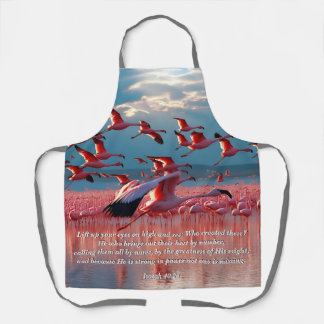 Tablier Lever vos yeux sur la haute, Dieu et Verset de cré