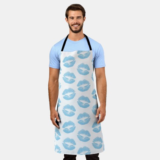 Tablier Lèvres Bleues, Motif De Lèvres, Bleu, Baiser (Porté)