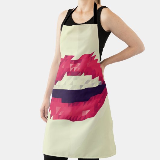 Tablier Lèvres rouges faites de petits triangles, pixelisa (Insitu)