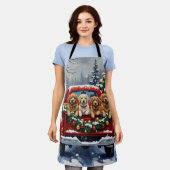 Tablier Lhasa Apso Christmas Red Truck Holiday (Porté)