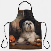 Tablier Lhasa Apso Citrouille Halloween effrayant (Recto)