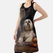 Tablier Lhasa Apso Citrouilles Halloween Épouvantable (Insitu)