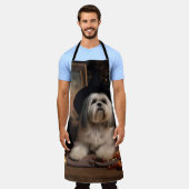 Tablier Lhasa Apso Citrouilles Halloween Épouvantable (Porté)