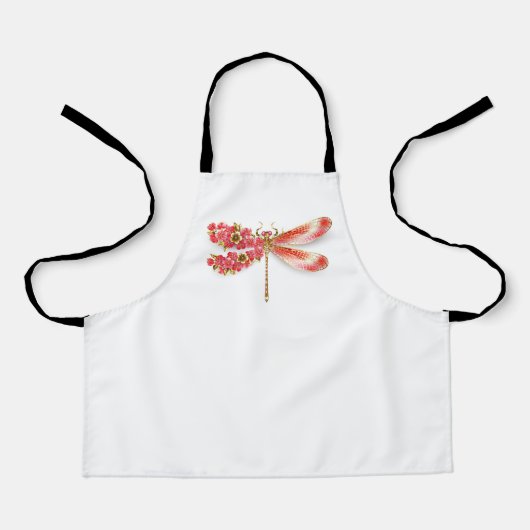 Tablier libellule de fleurs avec sakura de bijoux (Recto)