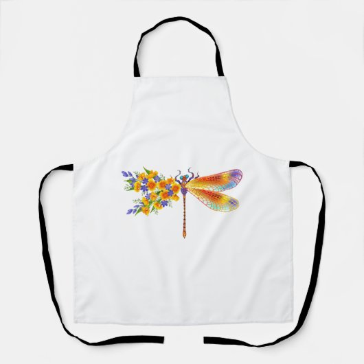 Tablier libellule de fleurs jaunes (Recto)