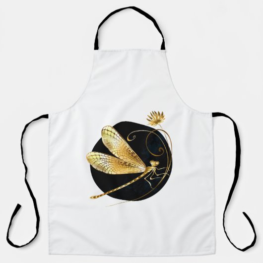 Tablier libellule d'or en cercle noir (Recto)