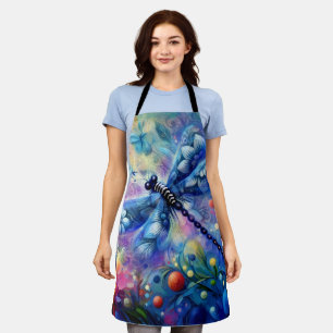 Tablier Libellule Florale Abstraite Fantaisiste Bleu Sarce