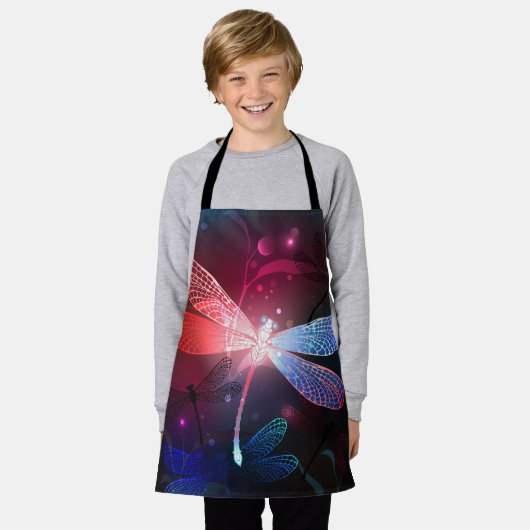 Tablier libellule rouge brillante (Porté)