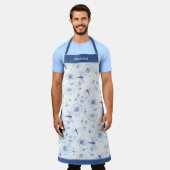 Tablier Libellules et fleurs Chinoisiere bleues (Porté)