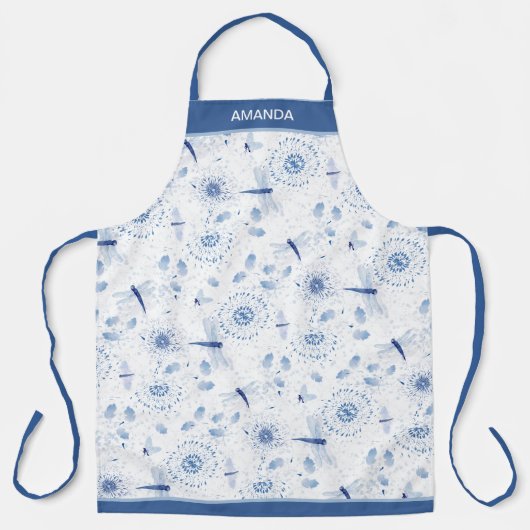 Tablier Libellules et fleurs Chinoisiere bleues (Recto)
