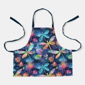 Tablier libellules vibrantes motif fille (Recto)