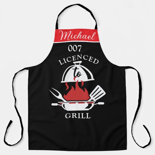 Tablier Licence De Grill 007 Parodie BBQ Apron Pour Hommes (Recto)