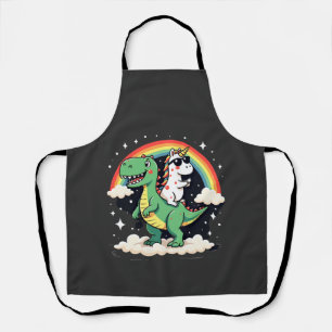 Tablier Licorne Arc-en-Ciel Chevauchant T rex - Garçons Fi