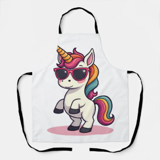 Tablier Licorne Arc-en-Ciel de Cartoon Vintage Dabbing Vec