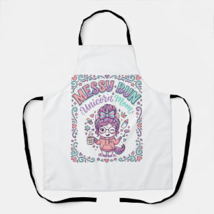 Tablier Licorne Chignon Messy Maman Licorne Graphique Rétr