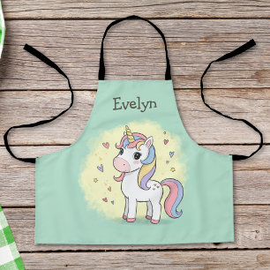 Tablier Licorne de dessin animé mignonne avec crinière arc
