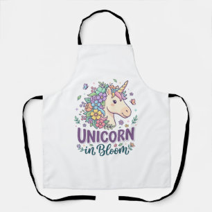 Tablier Licorne en fleurs, typographie gras, impression à