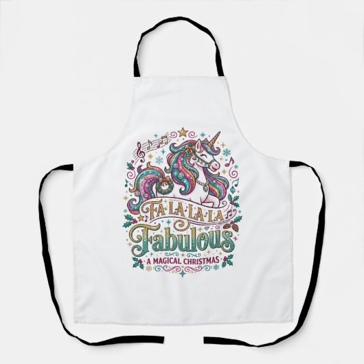 Tablier Licorne Fa La La La Fabuleux Fond Blanc Mignon (Recto)