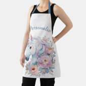 Tablier Licorne Fantaisiste Fleurie Nom Personnalisé (Insitu)