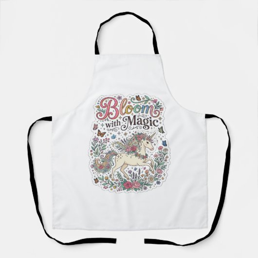 Tablier Licorne Fleurir avec la Typographie Vectorielle Pr (Recto)