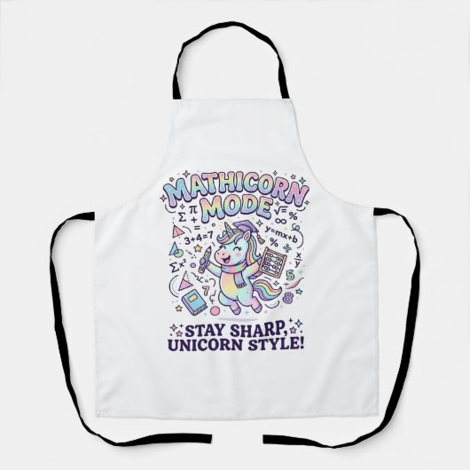 Tablier Licorne Mathicorne Mode Charmant Fond Blanc D (Recto)