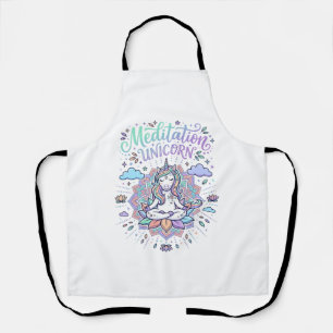 Tablier Licorne Méditation Licorne Fond Blanc Vecteur