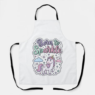 Tablier Licorne née pour briller Graphisme Merch Desig