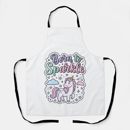 Tablier Licorne née pour briller Graphisme Merch Desig (Recto)