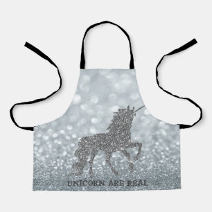 Tablier Licorne Pailletée Argent Élégante , Bokeh
