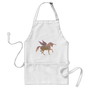 Tablier Licorne Pégase Cheval Pailleté Strass Doré Tendanc