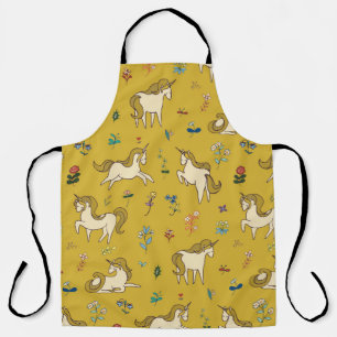 Tablier licorne vintage dans les fleurs forestières motif