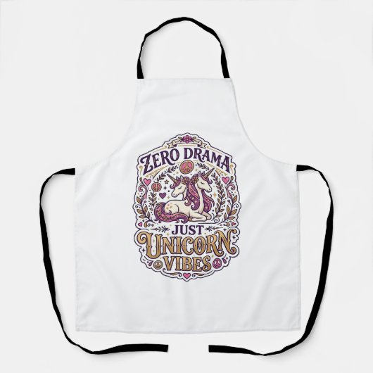 Tablier Licorne Zéro Drame Juste Licorne Vibes Élégant Bla (Recto)