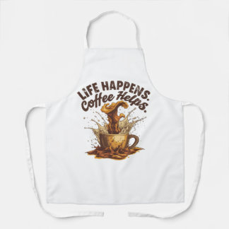 Tablier Life Happens Coffee HeAll-Over Print Apron, Medium
