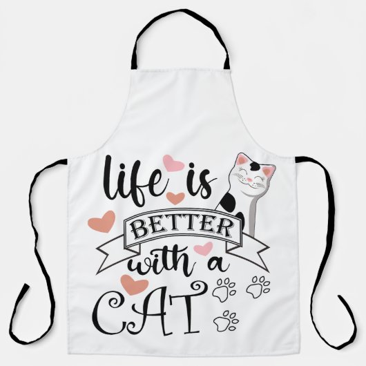 Tablier Life is Better With a Cat quote slogan (Recto)