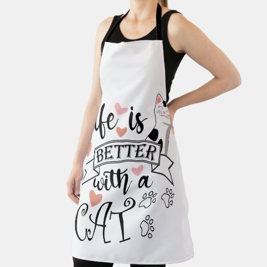 Tablier Life is Better With a Cat quote slogan (Insitu)