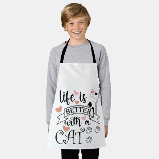 Tablier Life is Better With a Cat quote slogan (Porté)