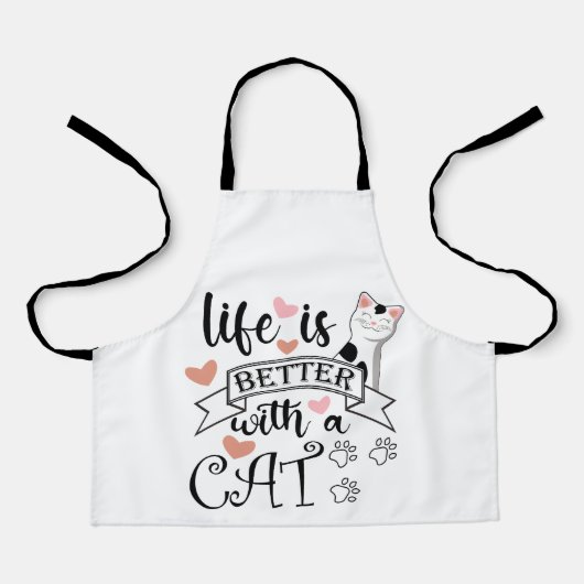 Tablier Life is Better With a Cat quote slogan (Recto)