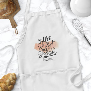 Tablier Life Is Short Lick The Spoon Watercolor Quote