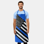 Tablier Ligne Bleue Mince Grungy (Porté)