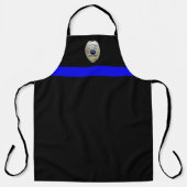 Tablier Ligne Bleue Mince - Police Retraitée Longue Apron (Recto)