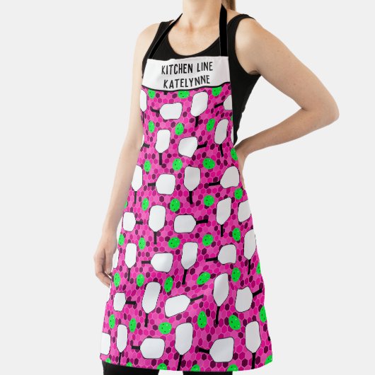 Tablier Ligne cuisine Pickleball Personnaliser Magenta Gre (Insitu)