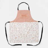 Tablier Ligne de motifs d'outils de cuisson modernes pêche (Recto)