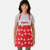 Tablier Lignes courbes blanches ornement sur rouge (Insitu)