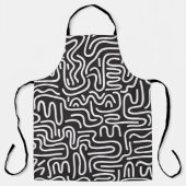Tablier Lignes ondulées de doodle rétro : Monochrome (Recto)
