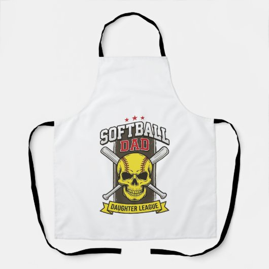 Tablier Ligue de softball père fille design vectoriel vint (Recto)