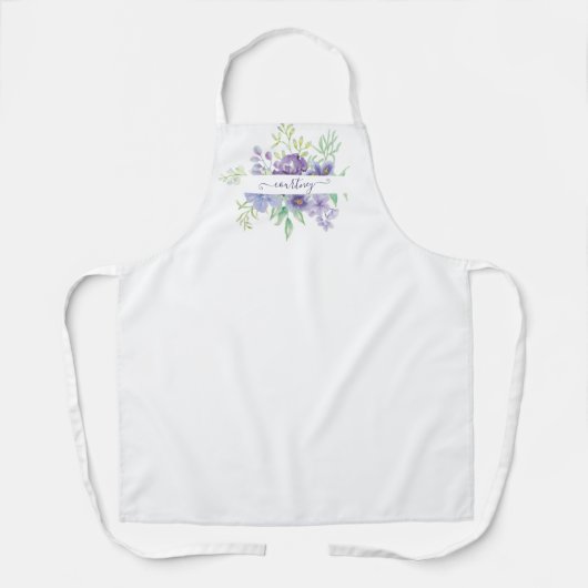 Tablier Lilac aquarelle florale personnalisée (Recto)