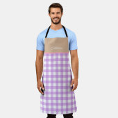 Tablier Lilac Beige Nom personnalisé En vichy (Porté)