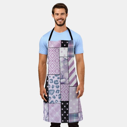Tablier Lilac Patchwork Boho Kitchen Apron (Porté)